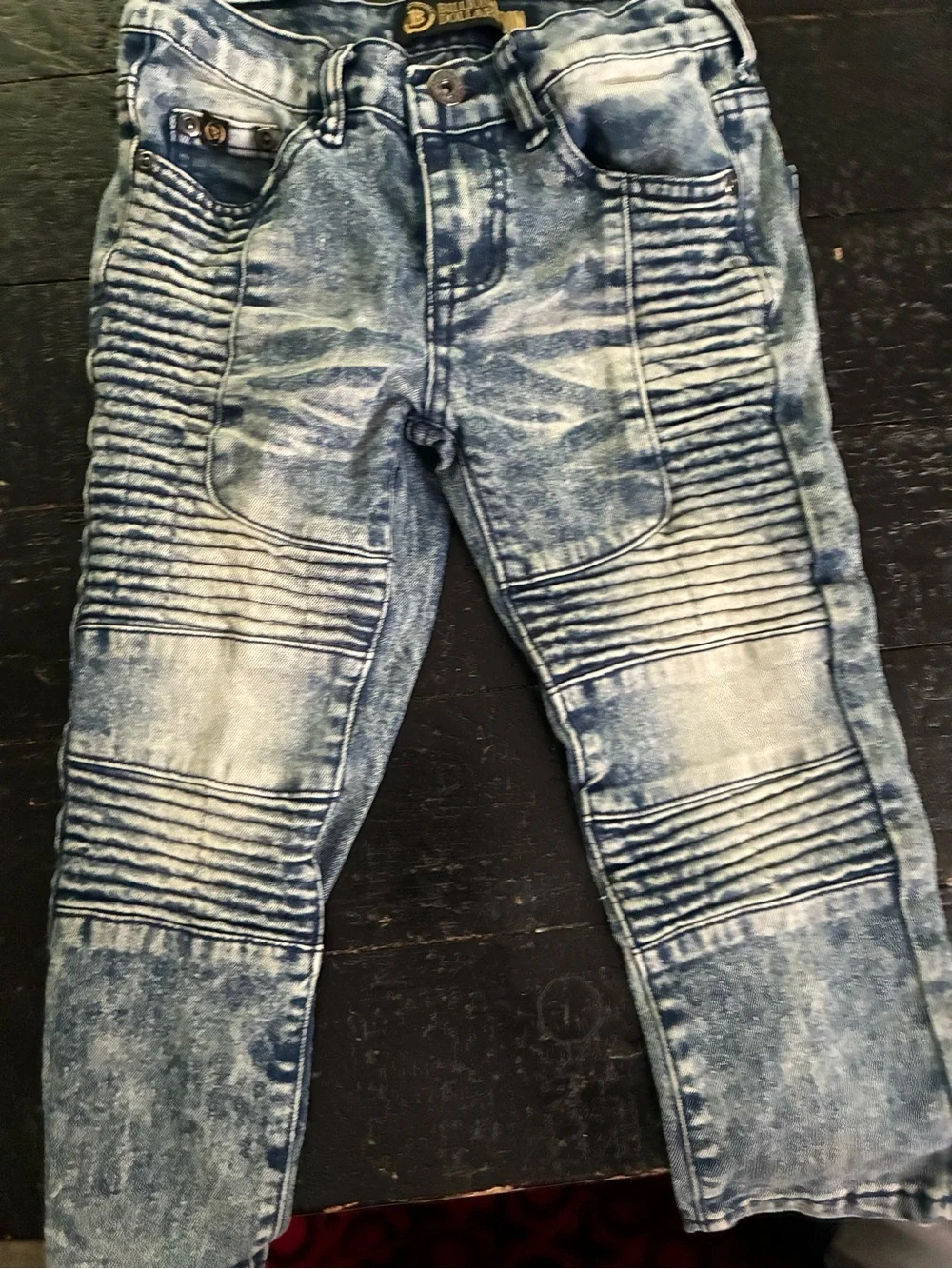 Boys 4t Distressed Biker-Style Blue Jeans